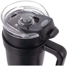 Cană termos neagră cu pai 1,2 l Termo – Orion