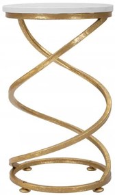 Masuta suport telefon din marmura si metal Spiral Auriu / Alb, Ø27,5xH47,5 cm