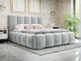 Pat matrimonial 160 cm Leskana (Gri) (cu somieră) (cu sp. depozitare). Promo -17%. 1104255