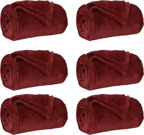 vidaXL Pături de aruncat 6 pcs Roșu Bordeaux 130 x 150 cm Molton
