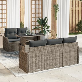 vidaXL Set de canapele pentru grădină cu pernă 6 pcs Gri Rattan poli