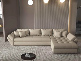 Colțar extensibil dumonde cu ladă de depozitare si sezut confortabil din spuma high-density, Loana XL Enjoy Camel II 335x185 cm