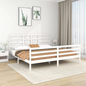 3105881 vidaXL Cadru de pat, alb, 200x200 cm, lemn masiv