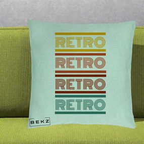 Perna Decorativa RETRO Text Multicolor, 40x40 cm, Verde Menta, Husa Detasabila, Perna Inclusa, BEKZ®