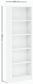 Biblioteca Smart Home, 5 rafturi, 60 x 180 x 20 cm