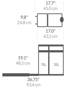Coș de gunoi din plastic 35 l Dual - simplehuman