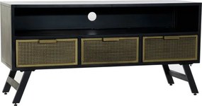 Comoda TV neagra si aurie , din metal " Blacky""