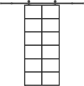 vidaXL Ușă glisantă cu set feronerie, 90x205 cm, sticlă ESG/aluminiu