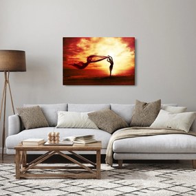 Tablou - Silueta femeii la apus de soare (90x60 cm)