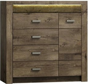 Comoda INDIANAPOLIS I17, frasin inchis, PAL laminat, cu 4 sertare, o u
