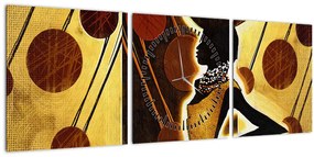 Tablou cu pictură artistică străveche (cu ceas) (90x30 cm)