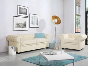 Canapea 3 locuri din piele Chichester (crem) . 1008703