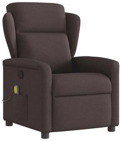 vidaXL Fotoliu de masaj rabatabil, maro închis, material textil