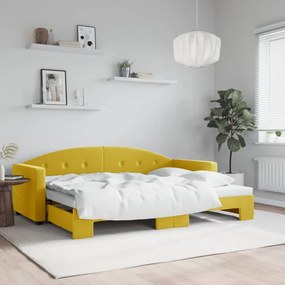 vidaXL Pat de zi cu extensie, galben, 80x200 cm, catifea
