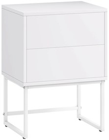 HOMCOM Noptieră Modernă cu 2 Sertare cu Deschidere prin Apăsare 40x30x50cm Alb | Aosom Romania