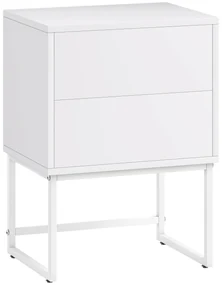 HOMCOM Noptieră Modernă cu 2 Sertare cu Deschidere prin Apăsare 40x30x50cm Alb | Aosom Romania