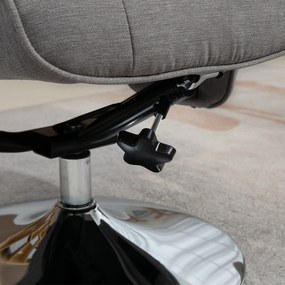 HOMCOM Fotoliu relax inclinabil 135° pivotant 360° cu rest de picior acoperire material textil gri | Aosom Romania