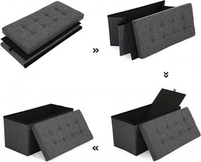 Bancheta cu capac rabatabil si spatiu depozitare, MDF, antracit, Vasagle