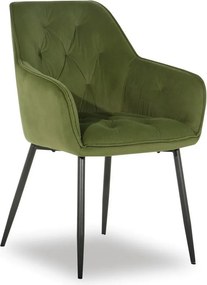 Scaun BEL NEW, verde/negru, stofa catifelata/metal, 58x63x86 cm
