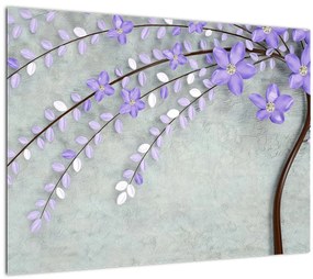 Tablou pe sticlă - ploaie violetă (70x50 cm)