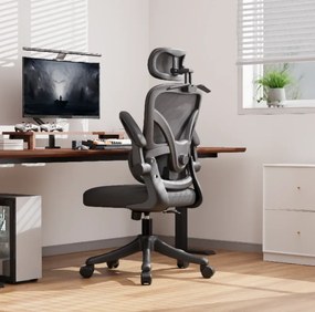 ErgoVision Sponge – Scaun Ergonomic, Suport Lombar Reglabil, Tetieră Reglabilă, Cotiere Rabatabile, Recliner 135°, Umeras, Mesh, Negru