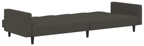 Canapea extensibila 2 locuri si taburet, gri inchis, microfibra Morke gra, Cu suport de picioare