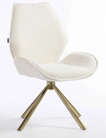 HR350 BAZĂ STEA Scaun Crem din Boucle Bază Aurie