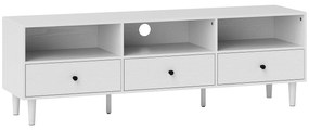 HOMCOM Mobilier TV pentru până la 75" cu 3 sertare, 3 rafturi deschise și pas-cablu, 140 x 34 x 45 cm, alb | Aosom Romania