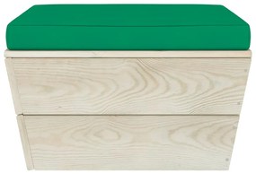 Set mobilier gradina din paleti cu perne, 11 piese, lemn molid Verde, 3x colt + 5x mijloc + masa + 2x suport pentru picioare, 1