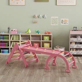 AIYAPLAY Cadru de escaladă pentru interior, 7 în 1 triunghi de escaladă pliabil cu tobogan, arc de cățărare | Aosom Romania