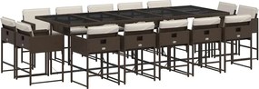 vidaXL Set mobilier de grădină cu perne, 15 piese, maro, poliratan
