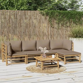 3155136 vidaXL Set mobilier de grădină cu perne gri taupe, 6 piese, bambus
