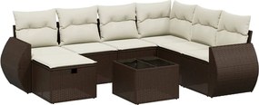 vidaXL Set canapele de grădină cu perne, 8 piese, maro, poliratan