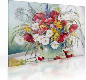 Tablou pe sticlă - Vază cu flori sălbatice (70x50 cm)