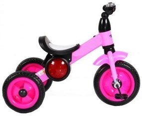 Tricicleta cu pedale NOVOKIDS™ Bonphire ,cu melodii si lumini, max 20 kg, roti din spuma cauciucata, cadru metalic, dimensiuni 68X45X47 cm, Roz
