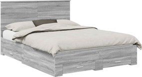 vidaXL Cadru de pat cu headboard Gri Sonoma 150 x 200 cm Lemn compozit