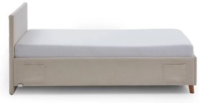 Pat pentru copii bej tapițat cu spațiu de depozitare cu somieră 90x200 cm Cool – Meise Möbel