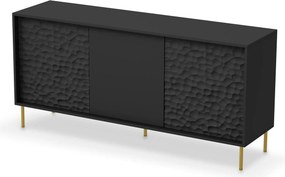 Comoda BULLET, negru/auriu, PAL laminat, 155x41x73 cm