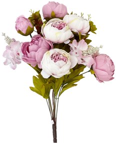 Bujori roz  alb artificiali BERENICE, 45cm