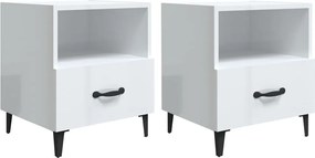 vidaXL Noptiere, 2 buc. alb extralucios, lemn prelucrat