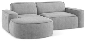 Colțar gri deschis cu tapițerie din chenille (cu colț pe partea stângă/cu șezlong) Omao – Makamii