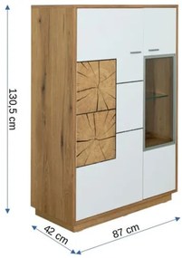 Comoda Bar Urbano White Cu 2 Usi Alb Si Natur, 87 Cm
