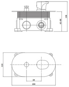 Baterie cada - dus incastrata Cersanit Inverto, corp incastrat inclus, negru mat Negru mat