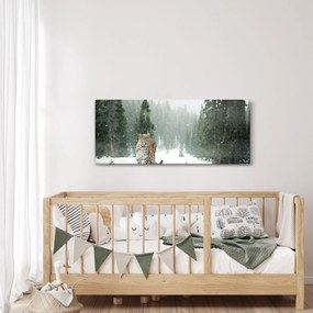 Tablou cu leopard în zăpadă (120x50 cm)
