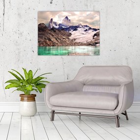 Tablou pe sticlă cu lac montan (70x50 cm)
