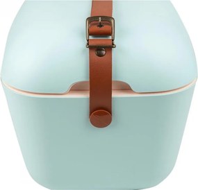 Geanta frigorifica Polarbox Classic, 20 litri, Polistiren AIRPOP, 5-15°C pana la 24 h, Curea clasică din piele, Albastru/Roz