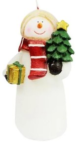 Lumanare decorativa, om de zapada cu brad si cadouri, 7.5x6.5x13 cm