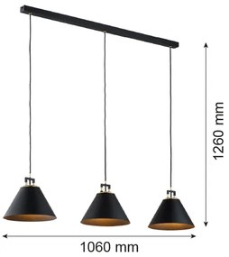 Lustră pe cablu ORTE 3xE27/15W/230V neagră Argon 6174