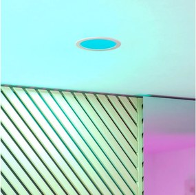 Eglo 901432-LED RGBW Plafonieră FUEVA-Z cu sticlă fumurie și iluminare de fundal, LED/9,5W/230V Ø16,8 cm IP44 alb