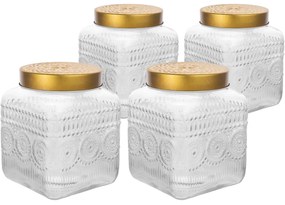 Altom Set de borcane din sticlă cu capac auriu Daisy 1,8 l, 4 buc., 1,8 l